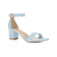 thumbnail image 1 of BLISSFUL STEP Women's Shoes Open Toe Mid Block Heel Ankle Strap Faux Suede Sandals Sky Blue 7.5, 1 of 7