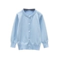 thumbnail image 1 of Tranfacy Long Sleeve Shirts for Girls, Fall Tops, Kids Solid Color Fleece Knitted Cardigan Long Sleeve Round Neck Sweater Button Shirts, 1 of 3