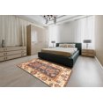 thumbnail image 4 of Ahgly Company Indoor Round Abstract Yellow Oriental Area Rugs, 4' Round, 4 of 6