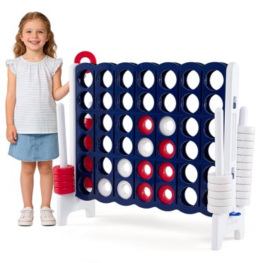 Gymax 4 in A Row Jumbo 4-to-Score Game Set Kids Adults w/ 42 Jumbo Rings
