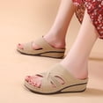thumbnail image 2 of Penkiiy Womens Sandals Hollow Wedge Sandals Open Toe Orthopedic Arch Support Slip-on Slippers Perforated Backstrap Sandals Flower 41 Beige, 2 of 8