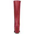 thumbnail image 4 of Unique Bargains Bottes à Talons Blocs Hauteur Genou à Bout Rond à Fermeture Éclair pour Femme Rouge 6 M US, 4 of 7