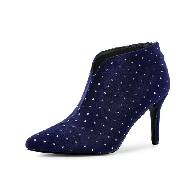 Unique Bargains Bottines à Talon Aiguille pour Femme à Bout Pointu avec Découpe en V