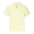 thumbnail image 3 of Chemises pour Hommes Lin Chemise Homme à Manches Courtes Couleur Unie Coton Lin Chemise Décontractée à Manches Courtes Col Pliable Haut Blouse à Col Rabattu, 3 of 5