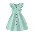 thumbnail image 1 of Économies d'Été! WRKEKC Robes d'Été pour Filles, Robe Décontractée pour Filles, Robe d'Été à Manches Courtes pour Filles, Robe de Princesse Mignonne, Col Rond, Jupe à Nœud Princesse 9 Ans, 1 of 7