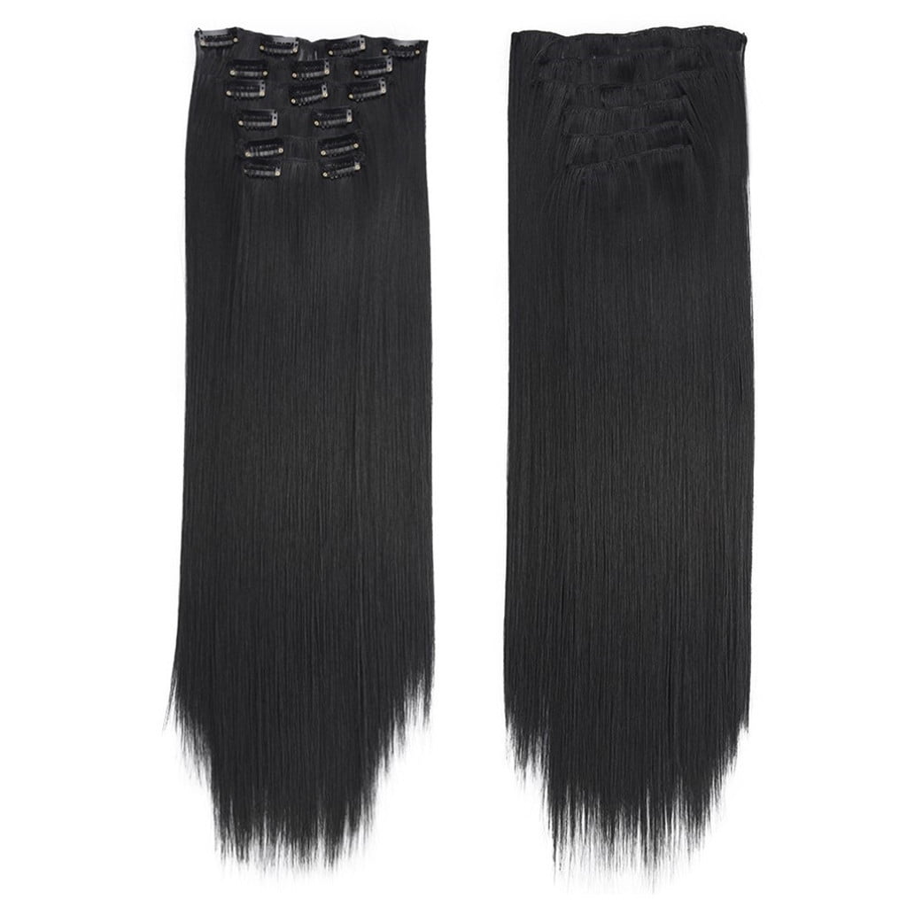 Vadktai Clip in Hair Extensions Real Human Hair Clip, Human Hair Clip in Extensions Black Women Invisible Natural Straight Seamless Clip on Hair Extensions
