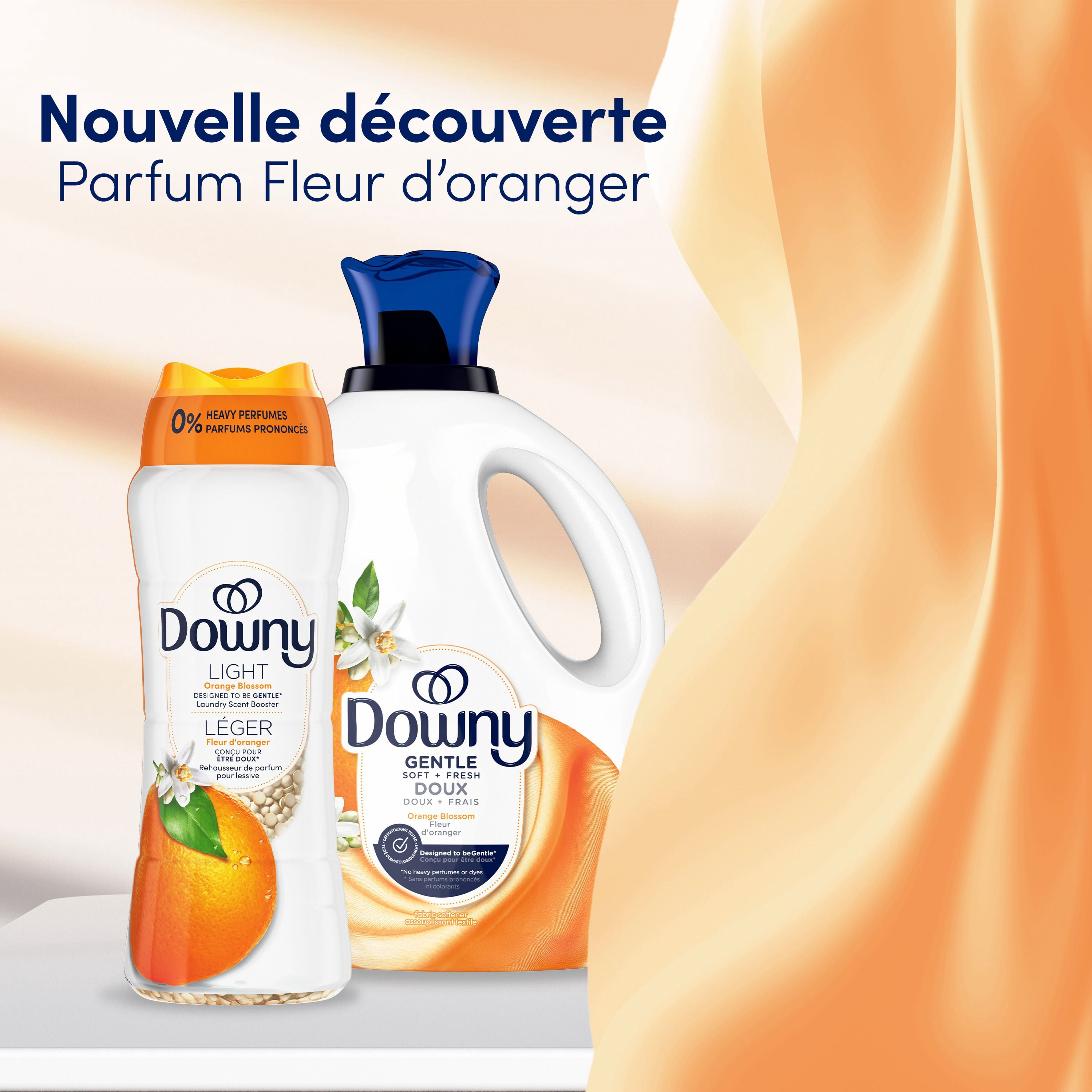 Perles rehausse-parfum pour lessive Downy Léger, parfum Fleur d’oranger, perles pour les tissus et la lessive, conçues pour être douces avec une légère bouffée de parfum, sans parfums prononcés