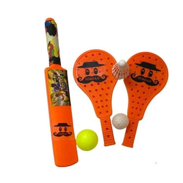 Plastic 2 Pcs Cricket Bat & Tennis Racket Combo Set for Kids