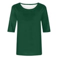 thumbnail image 4 of CFLVAEK T-Shirts pour Femmes à Manches 1/2 Longueur pour l'Été, Décontractés, Unis, Coupe Ample, Basiques, Col Ras du Cou, 4 of 5