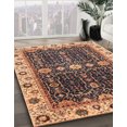 thumbnail image 2 of Ahgly Company Tapis d'Intérieur Ronds Abstraits Rouge Brun à Motifs Géométriques, 4 Pieds Rond, 2 of 6