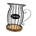 thumbnail image 4 of Luzkey Coffee Filter Holder Basket Container with Wooden Base, Iron Coffee Pod Holder for House Warming, Office, Counter, Bar Decor Black, 4 of 8