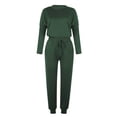 thumbnail image 3 of Simua Ensemble 2 Pcs pour Femmes Col Rond Manches Longues Pantalon Grand Taille Haute Élastique Pantalon Long Fluide avec Poche, 3 of 6