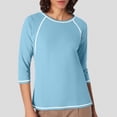 thumbnail image 2 of JIRNDf Chemises pour Femmes Hauts d'Été Tendance Manches Longues Col Rond Drôle Squelette Imprimé Coupe Ajustée T-Shirt Tunique T-Shirt pour Femmes Blouse Décontractée Bleu Ciel G, 2 of 5