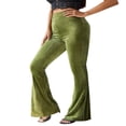 thumbnail image 4 of Women Bootcut Yoga Pants Tummy Control Workout Bootleg Velvet Trouser, 4 of 5