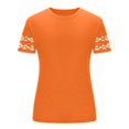 thumbnail image 4 of LOVZFMLL Hauts pour Femmes Été 2025 T-Shirts Décontractés Élégants Col Rond Manches Courtes Creuses Tenues de Travail Blouses Tendance Printemps Orange TG, 4 of 4
