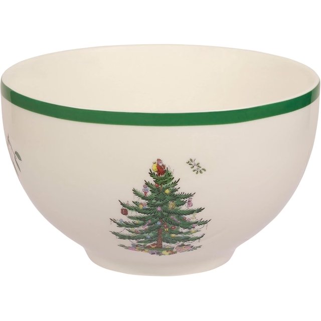 Holiday Ceramic Christmas Dinnerware & Cutlery Set with Festive Tree Plates, Bowls, Mugs, Saucers for Holiday Dining