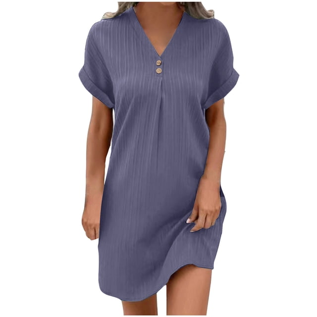 UPPADA Robe Midi d'Été pour Femme à Manches Courtes, à Volants, Imprimé Floral, Robe Soleil à Col en V Profond, Taille Haute, Courte et Fluide, Robe Maxi, Décontractée, Vacances, Robes Soleil, Robe d'Été en Coton pour Femme, Violet, TG