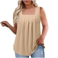 thumbnail image 1 of ShomPort Débardeurs à Encolure Carrée Plissée pour Femmes Grande Taille Été Sans Manches Décontractés Amples Fluides, 1 of 7