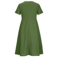 thumbnail image 3 of QUYUON Robe en Lin Femme Été Décontractée Col en V Manches Courtes Chemise Boutonnée Robes Invitée de Mariage Cocktail Fête Robe Trapèze Mini avec Poches Robe de Plage Soleil Style D-3443 Vert G, 3 of 8