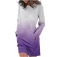 thumbnail image 1 of QUYUON Robes de Travail pour Femmes Bureau Liquidation Manches Longues Imprimé Col Rond Robe Longue de Vacances pour Dames Robes Ligne A Femmes Soirée Fête Midi Robe Moulante Style D-2260 Violet P, 1 of 1