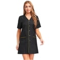 thumbnail image 2 of Aislor Robe d'Uniforme d'Infirmière pour Femmes à Manches Courtes, Tenue de Travail Médicale avec Poches, Chemise Boutonnée, Uniforme de Sarrau Noir m, 2 of 7