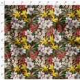 thumbnail image 4 of Soimoi Tissu Rouge Moss Georgette Feuilles & Lys Imprimé Floral au Mètre 42 Pouces de Large, 4 of 6