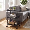 thumbnail image 4 of GOGRANT 3-Tier Mobile Utility Cart, Heavy Duty Rolling Storage Stand with Lockable Casters, Industrial Embossed MDF Shelves for Office Printer Stand, Kitchen, Classroom, 4 of 9