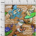 thumbnail image 2 of oneOone Polyester Spandex Dark Mustard Fabric Ocean Life Craft Projects Decor Fabric Printed By The Yard 56 Inch Wide, 2 of 5