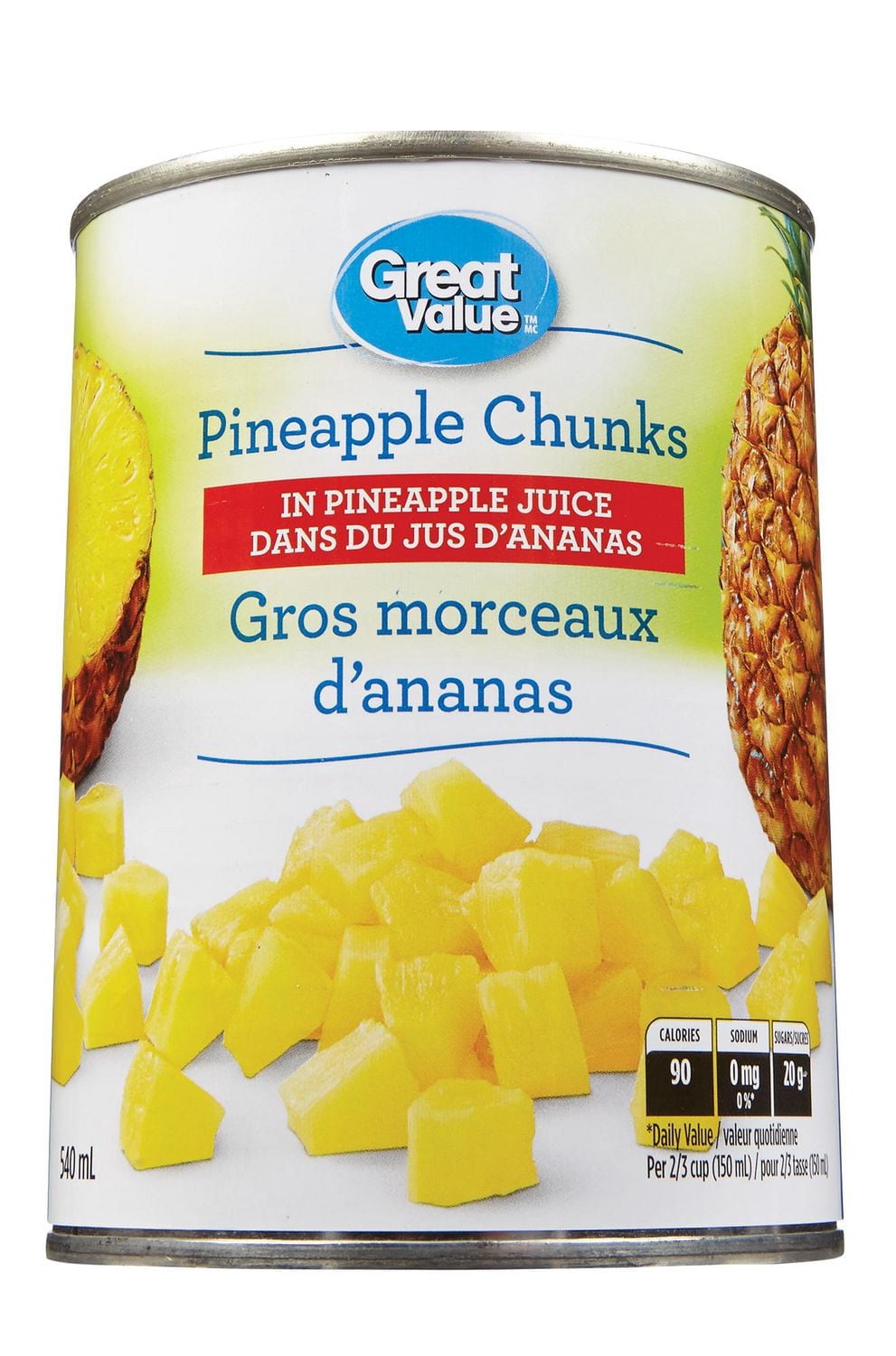 Great Value Gros Morceaux d'Ananas