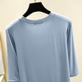 thumbnail image 4 of Timegard Hauts pour Femmes Col Rond Manches 3/4 Blouse Ample Confortable Décontractée Couleur Unie Pyjama T-Shirt Hauts, 4 of 6
