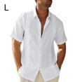 thumbnail image 2 of Wweixi Men's Button Down Shirt Boys Summer Pool Party Beach Walking Solid Color Simple Design Tops Daily Working Clothes White L, 2 of 5