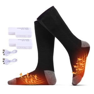 Yeacher Chaussettes chauffantes électriques rechargeables Batterie alimentée par temps froid Chausse en coton avec 3 Level Temperature Setting for Men Femmes Outdoor Riding Camping Randonnée Pêche Ski