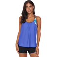 thumbnail image 1 of Women's Black/Sky Blue/Rose/Green Print Insert Racerback Tankini Set, 1 of 6