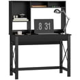 thumbnail image 1 of HOMCOM Bureau d'Ordinateur avec Rangement, Table d'Étude avec Huche, Étagères, Noir, 1 of 10