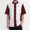 thumbnail image 4 of Homme Été Décontracté Imprimé Bouton Entrejambe Grande Taille Chemise Courte Barboteuse de Noël Homme Manche Col Rabattu Chemise, 4 of 8