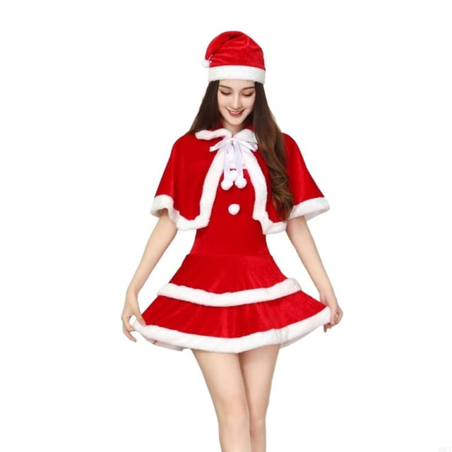 QueenLine Mrs. Santa Clauses Costume Christmas Cosplay Suit (Red, XL)