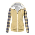 thumbnail image 3 of Chbgutlmr Sweatshirt for Women Raglan Long Sleeve Casual Plaid Jackets Drawstring Zip up Hoodies Pockets, 3 of 8