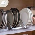 thumbnail image 1 of Transparent PET Kitchen Organizer Tray | Layered Storage Rack for Dishes & Lids, Countertop & Cabinet Use | Space-Saving, Sturdy, 9.8 x 5.5 x 4.7 in, Clear, Easy-Access Handle, 1 of 6