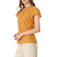 thumbnail image 4 of INSPIRE CHIC Women's Summer Dots Print Ruffle Stand Collar Button Down Blouse Shirts S Dark Yellow, 4 of 7