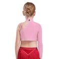 thumbnail image 2 of Manyakai Kids Girls Shiny Rhinestone Jazz Latin Modern Lyrical Dance Crop Tops Irregular Shoulder Pink 14, 2 of 5