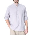 thumbnail image 1 of RXIRUCGD Mode Homme Uni Col Rabattu Demi-Cardigan Haut Décontracté Chemise Hauts à Boutons, Gris, Taille : L, 1 of 2