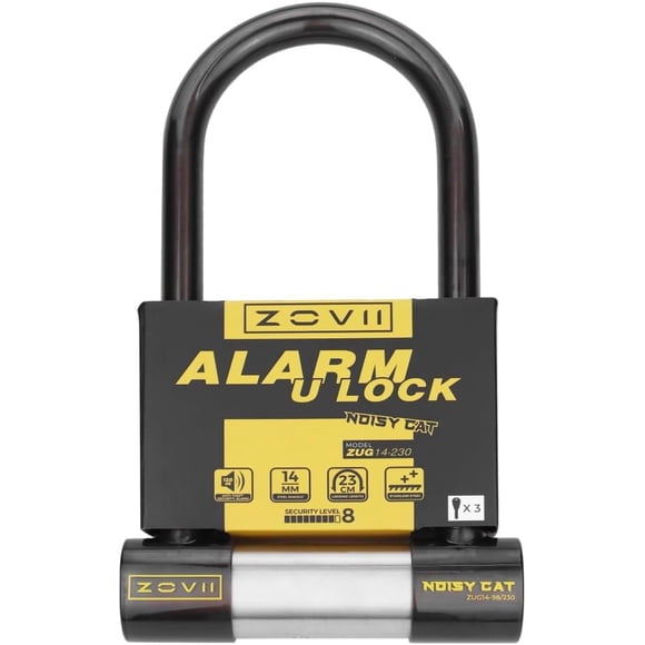 Série Noisy Cat Lock ZUG14-230 - Alarme 120 db, Anti-Perforation, Barre en U en Acier avec Couvercle en PVC, Résistant à la Corrosion, Accrédité ART 3 Étoiles, Résistant aux Coupures - Manille en U 14 mm