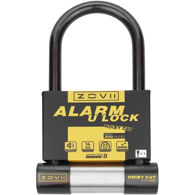 Noisy Cat Lock Series ZUG14-230 - 120 db Alarm, Anti-Drill, Steel U-Bar ...