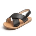 thumbnail image 5 of MIASHUI Girls Sandals Adjustable Strap Open Toe Flats Summer Walking Shoes,Black,18-24 Months, 5 of 5
