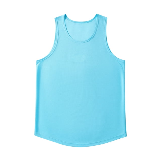 Timegard Mens Tank Tops Round Neck Sleeveless Athletic Tee Shirts Solid Color Casual Breathable Top