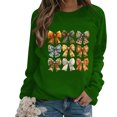 thumbnail image 2 of QATAINLAV Chandails à Manches Longues pour Femmes pour la Sensibilisation au Cancer du Sein, Mignon Chandail à Col Rond Imprimé Blouse 2025 Automne Tunique Décontractée Hauts Offres de Rentrée Verte G, 2 of 5