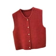 thumbnail image 4 of Esquirla Knit Cardigan Vest for Women Button Knitted Vest for Commuting Home Shopping Red, 4 of 8