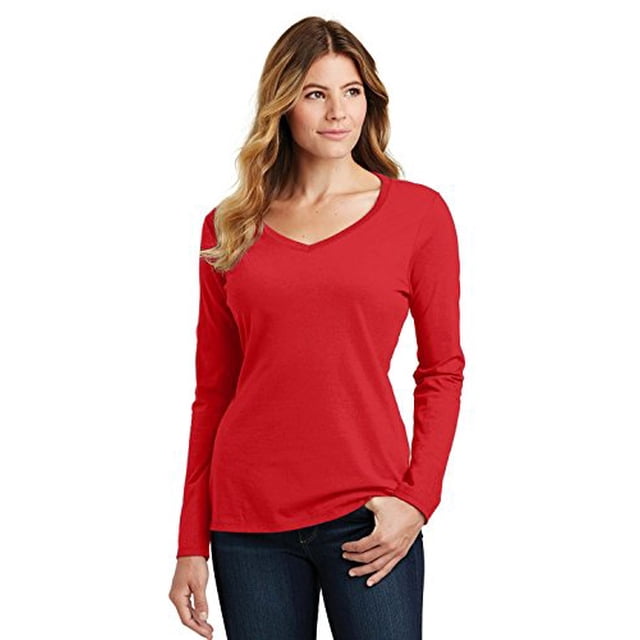 Port & Company 174 Ladies Long Sleeve Fan Favorite V-Neck Tee. LPC450VLS