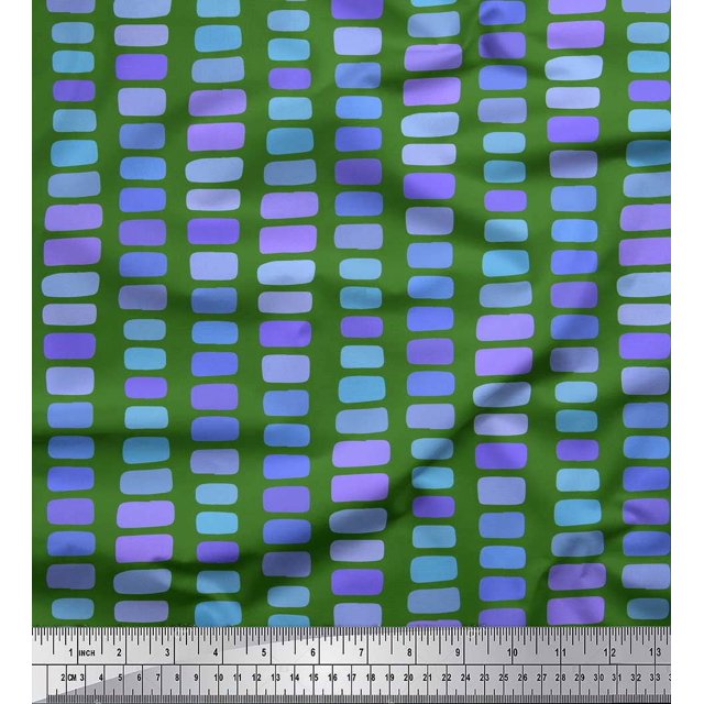 Soimoi Tissu Vert Poly Georgette Coup de Pinceau Abstrait Imprimé 1 Yard 52 Pouces de Large