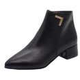 thumbnail image 2 of EGNMCR Bottines pour Femmes Bottes Mode pour Femmes Bottes Unies Fermeture Éclair Femmes Bottes à Talon Moyen Rond Chaussures, 2 of 4